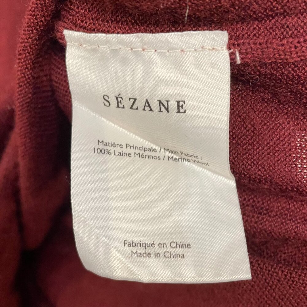 EUC Sezane Hazel Merino Wool Ruffle Cuff Sweater Burgundy Medium - Picture 9 of 10